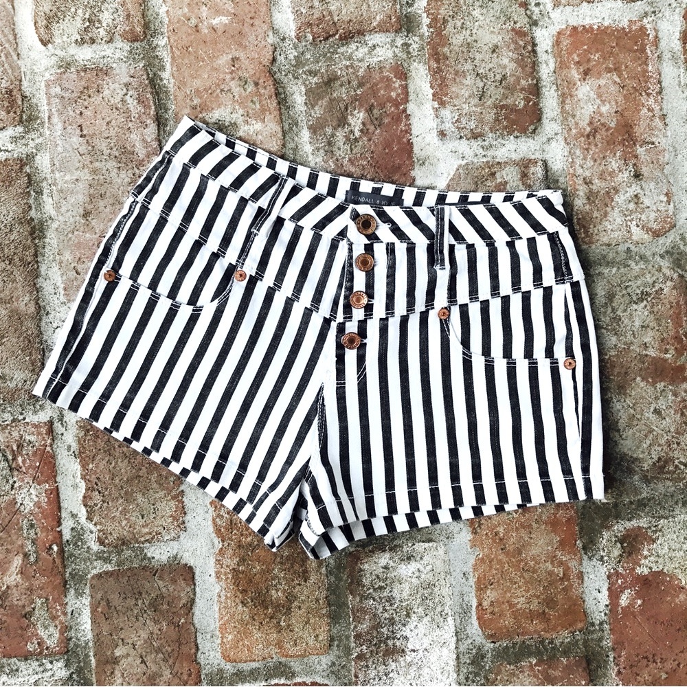 Kendall & Kylie Striped Denim Shorts